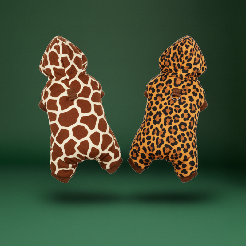 Small Dog & Cat Hoodie – Warm Leopard Print Pet Clothes
