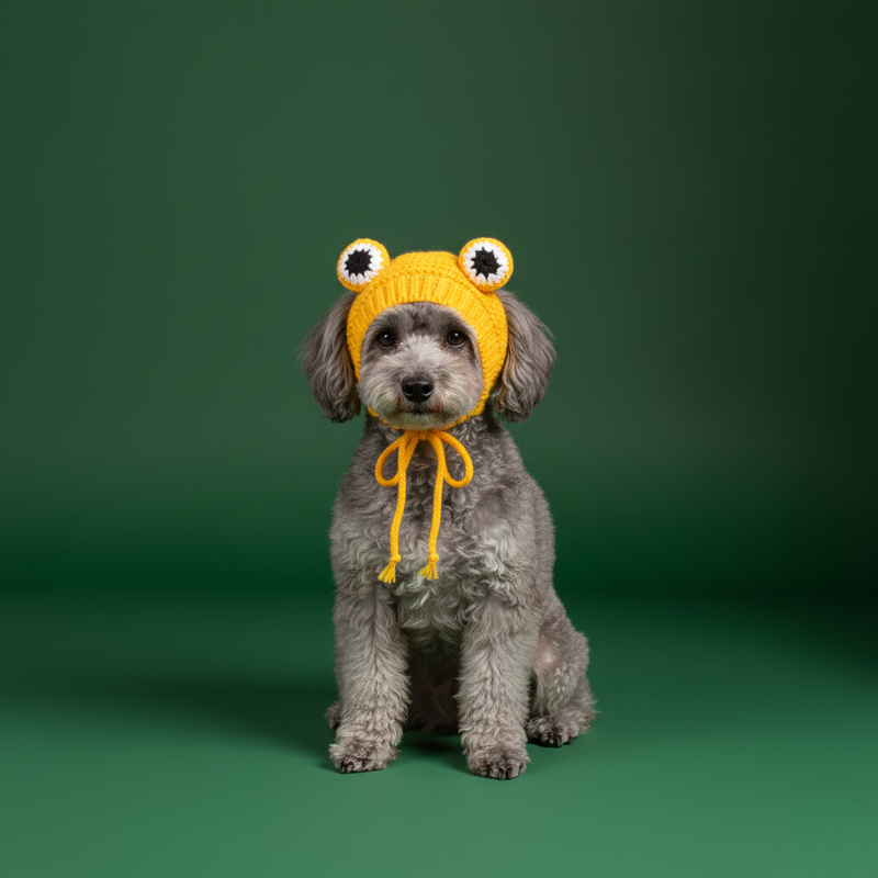 Adorable Frog Cat Hat & Wig – Dress-Up Costume for Pets