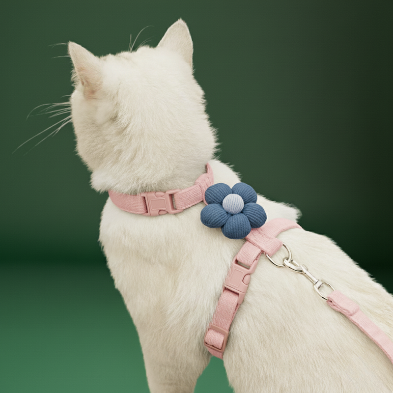 Flower Cat & Small Dog Harness with Adjustable Leash