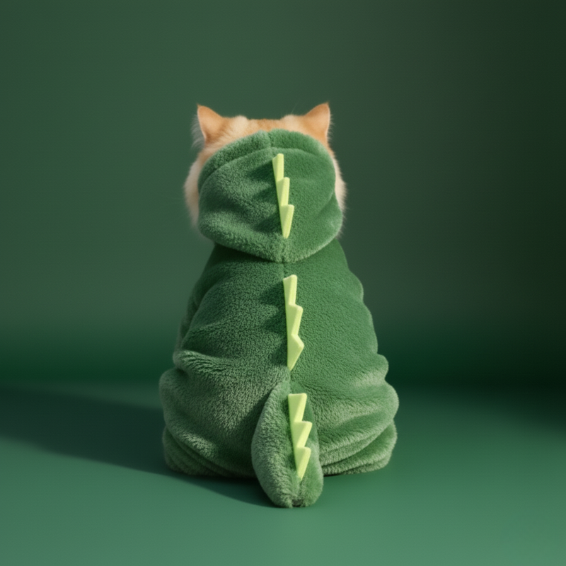 Small Dog & Cat Winter Hoodie – Cute Dinosaur Cosplay Costume