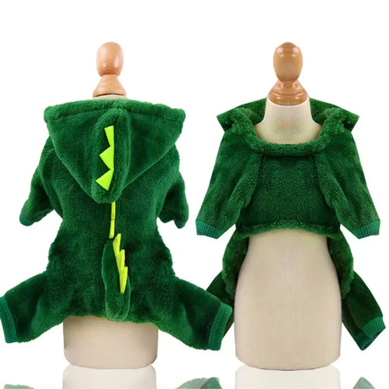 Small Dog & Cat Winter Hoodie – Cute Dinosaur Cosplay Costume