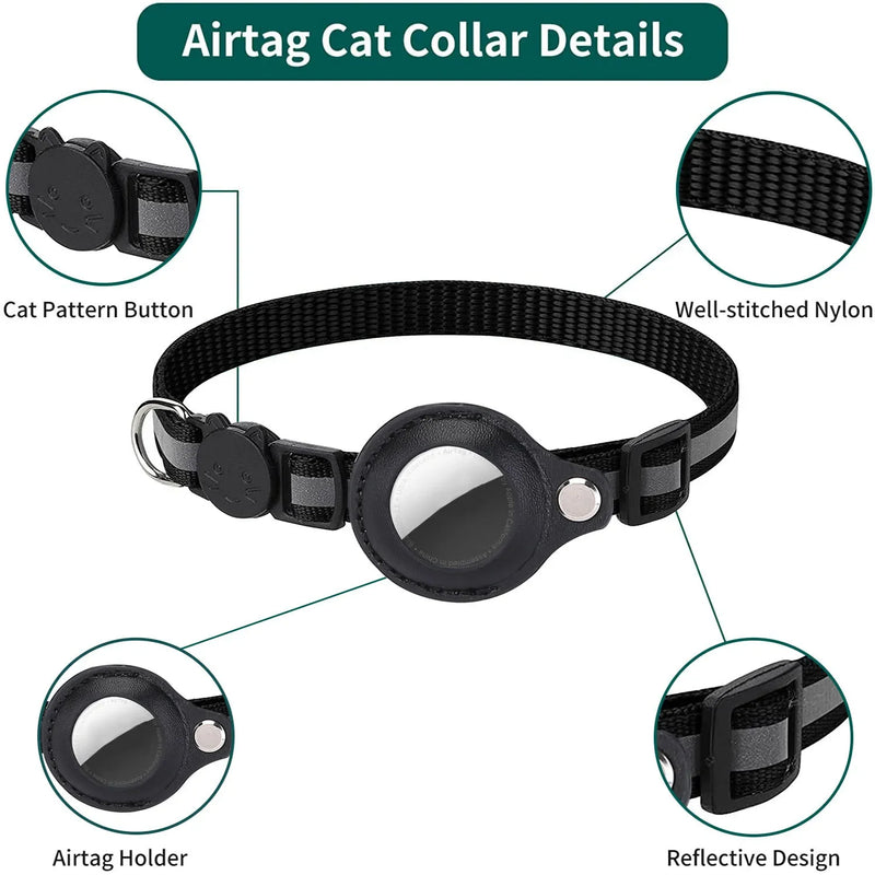 Kitten Adjustable Collar – Bell & AirTag Case for Cats