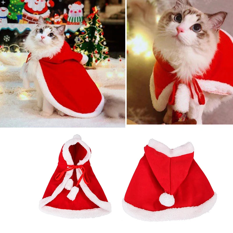 Holiday Pet Dress-Up – Santa Cloak for Cats and Small Dogs