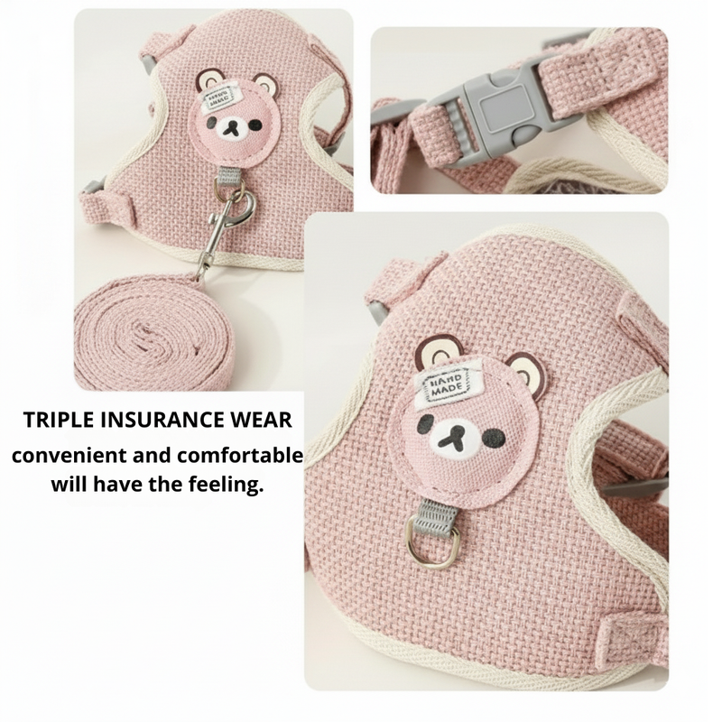 Comfortable Adjustable Pet Harness & Leash for Cats and Small Dogs