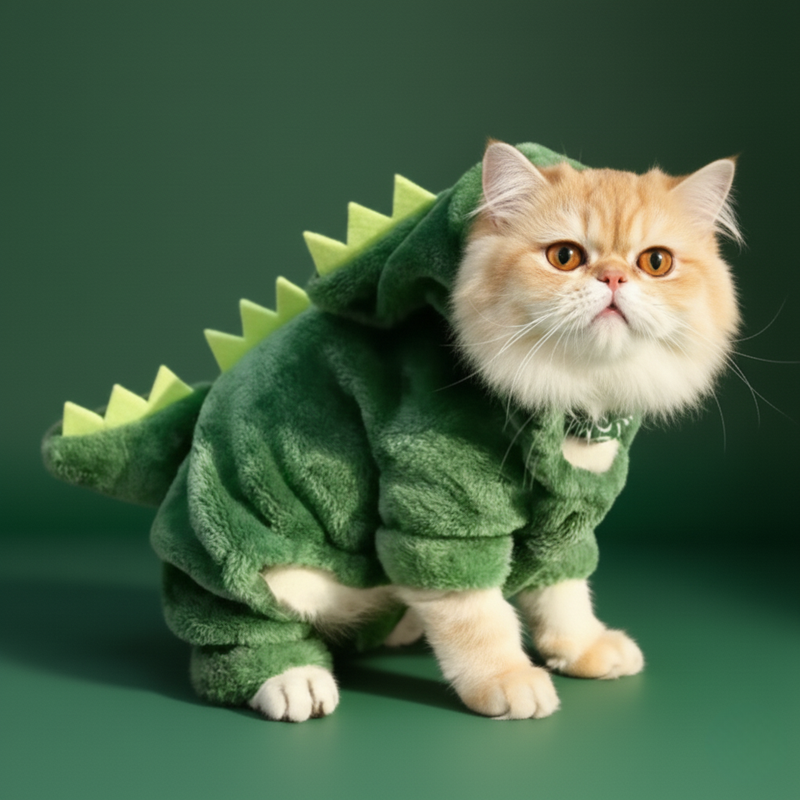Small Dog & Cat Winter Hoodie – Cute Dinosaur Cosplay Costume