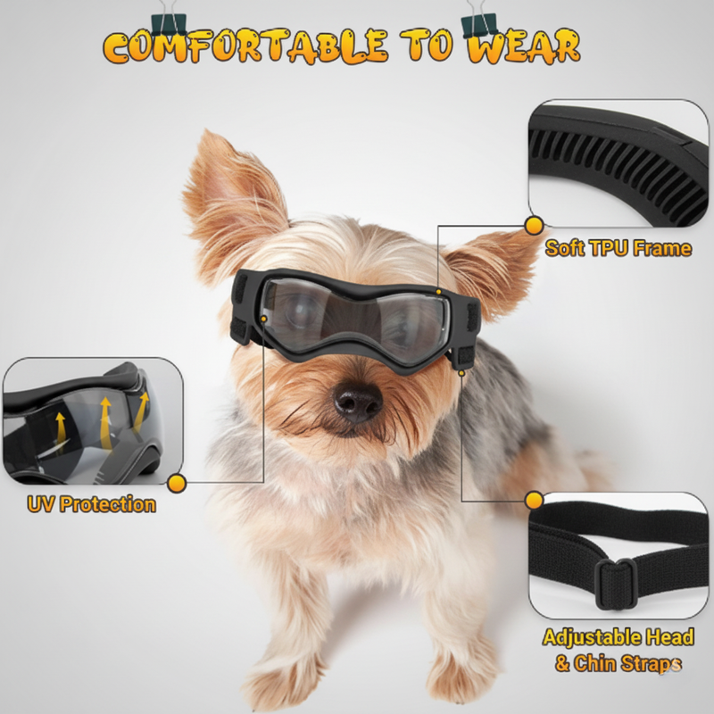 Pet Riding & Driving Glasses – Adjustable UV Dog Sunglasses