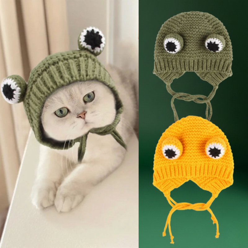 Adorable Frog Cat Hat & Wig – Dress-Up Costume for Pets